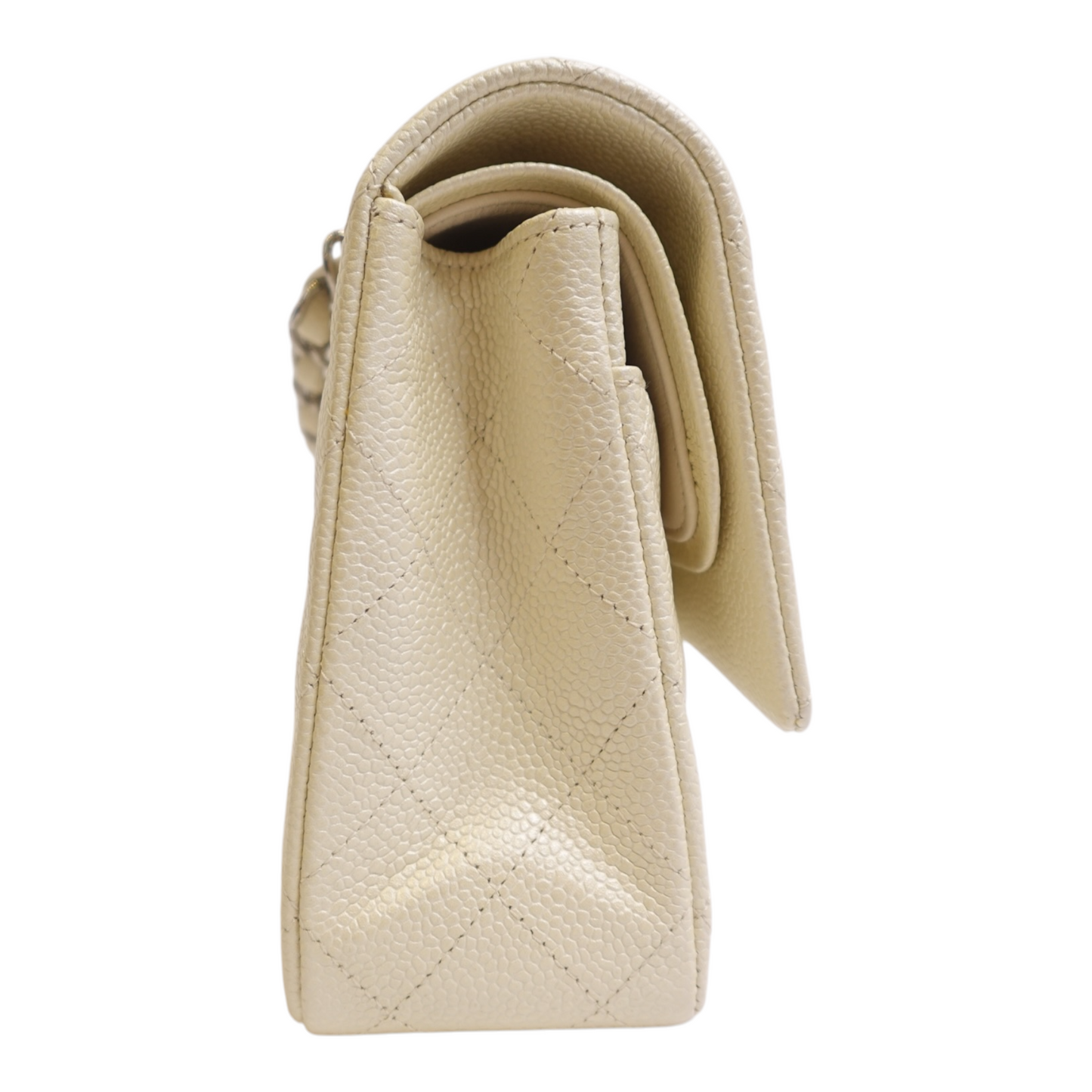 Chanel Medium Double Flap Pearlescent Ivory Caviar