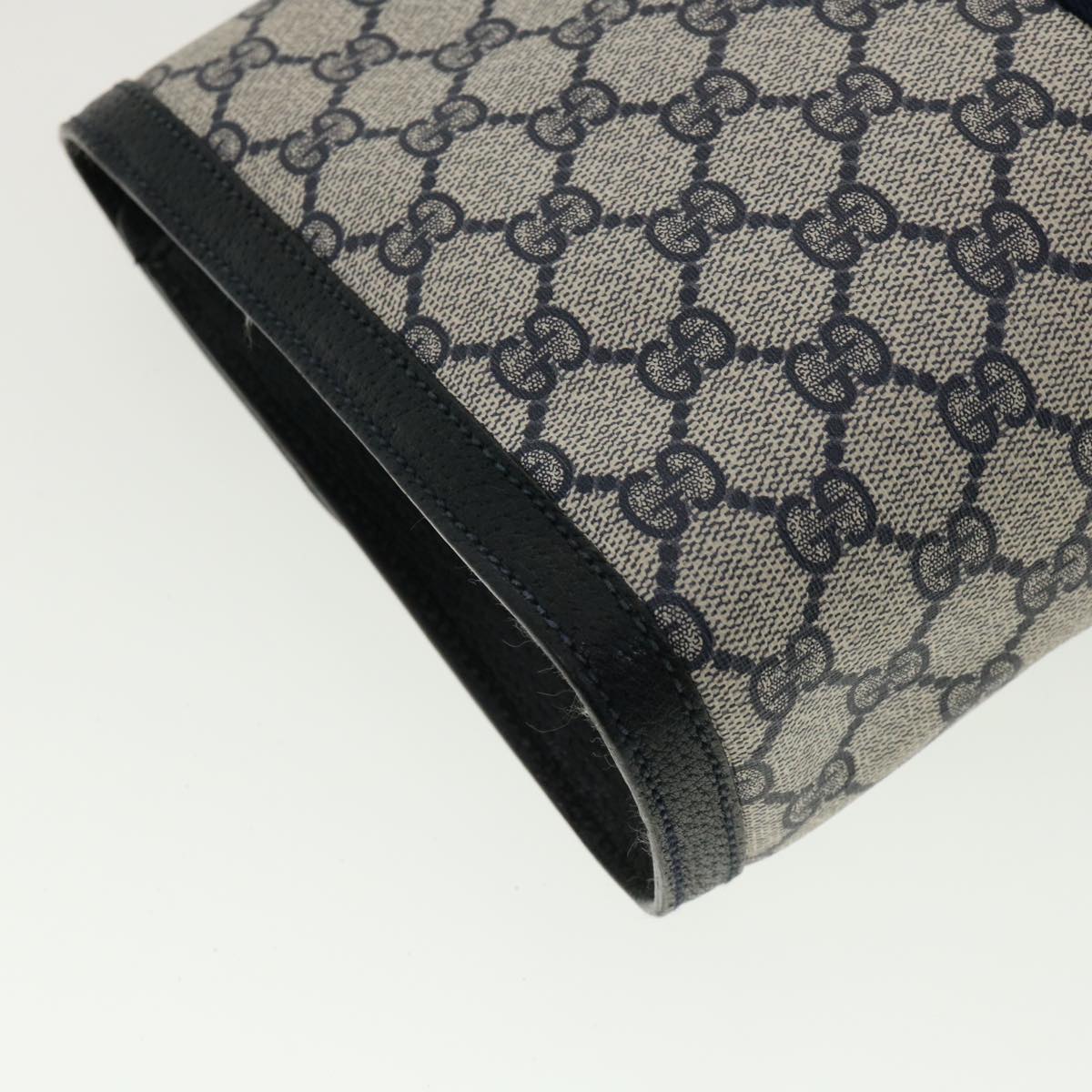 GUCCI GG Canvas Sherry Line Clutch Bag Gray Navy Red 89.01.007 40956
