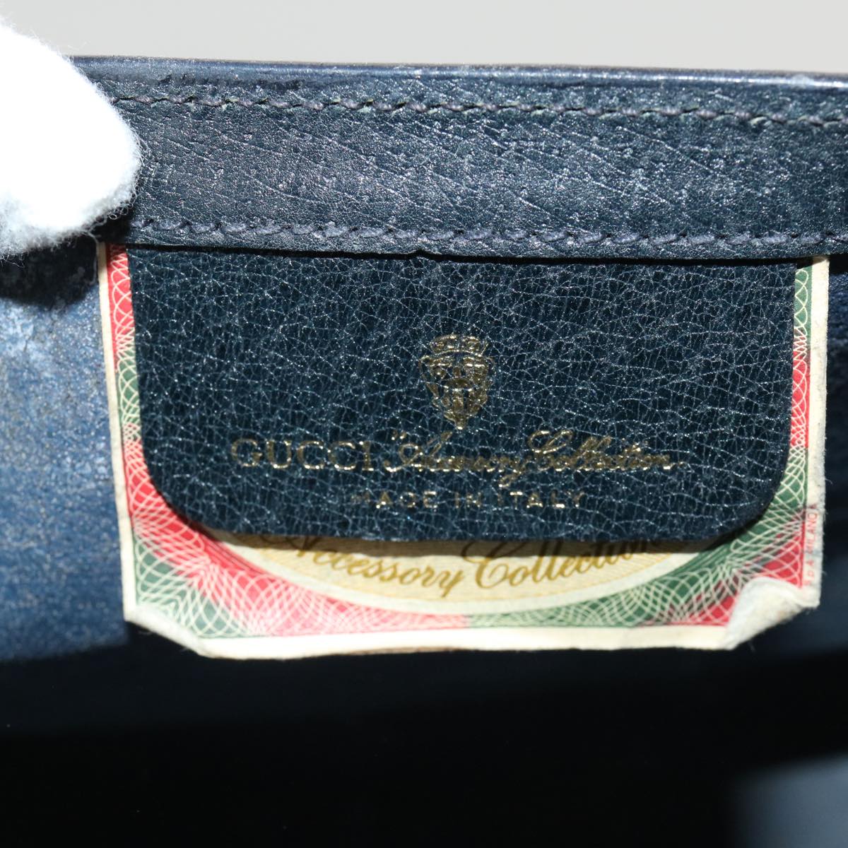 GUCCI GG Canvas Sherry Line Clutch Bag Gray Navy Red 89.01.007 40956