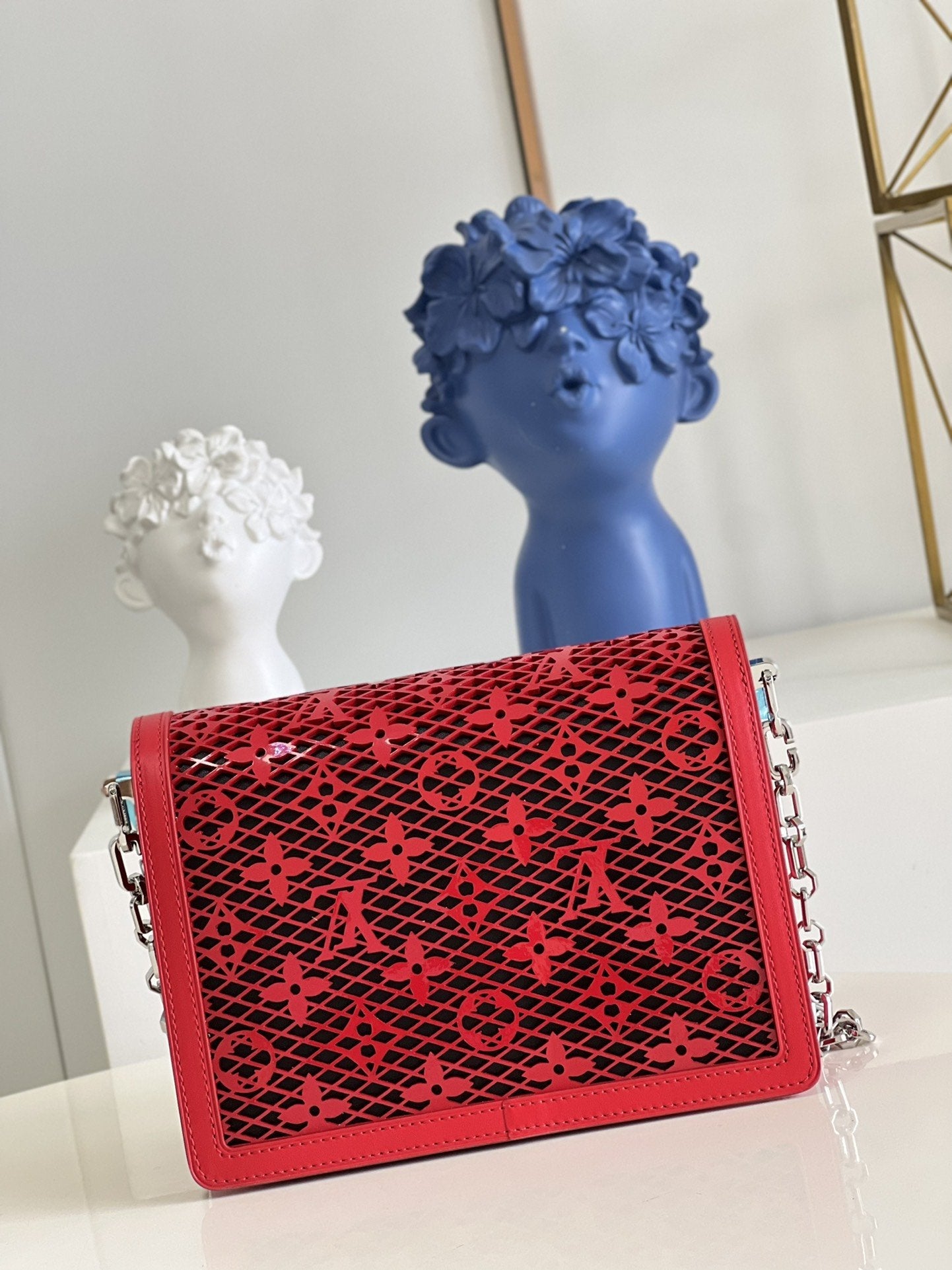 LV Mini Dauphine Bags By Nicolas GhesquiÃƒÂ¨re With Monogram LaGLAMI Red For Women 20cm LV M20359
