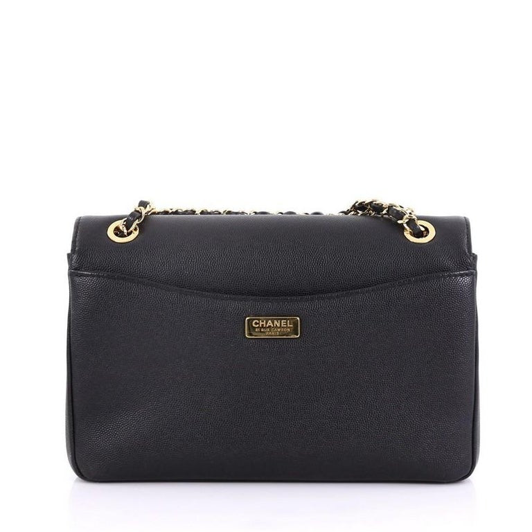 CHANEL Caviar Leather Captain Gold Flap Bag