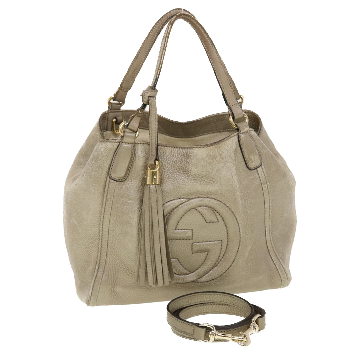 GUCCI Soho Shoulder Bag Leather 2way Silver 336751 41022