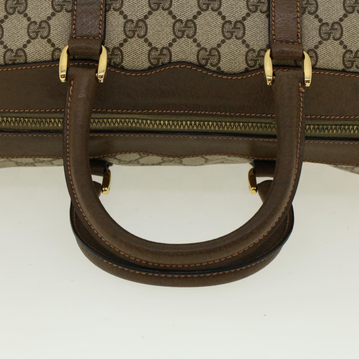 GUCCI GG Canvas Hand Bag PVC Leather Beige 41256