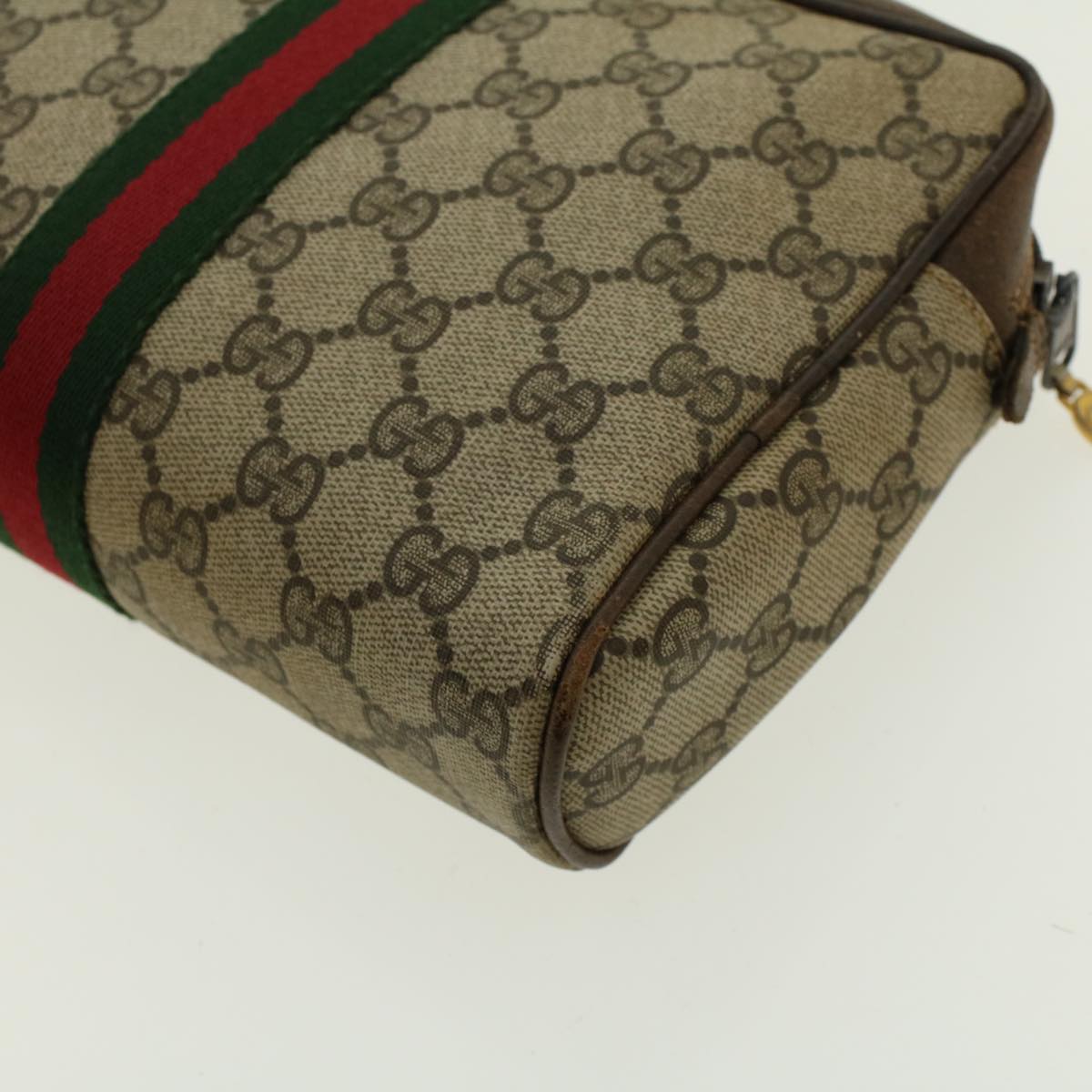 GUCCI GG Canvas Web Sherry Line Clutch Bag Beige Red Green 010.378. 41257
