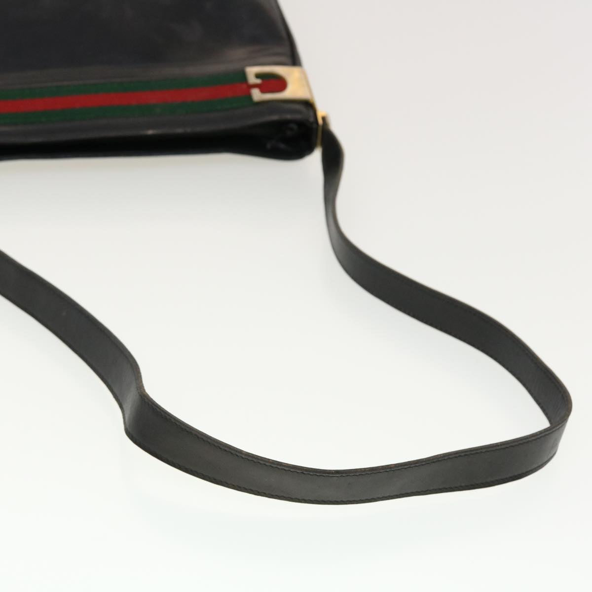 GUCCI Web Sherry Line Shoulder Bag Leather Black Red Green 41258