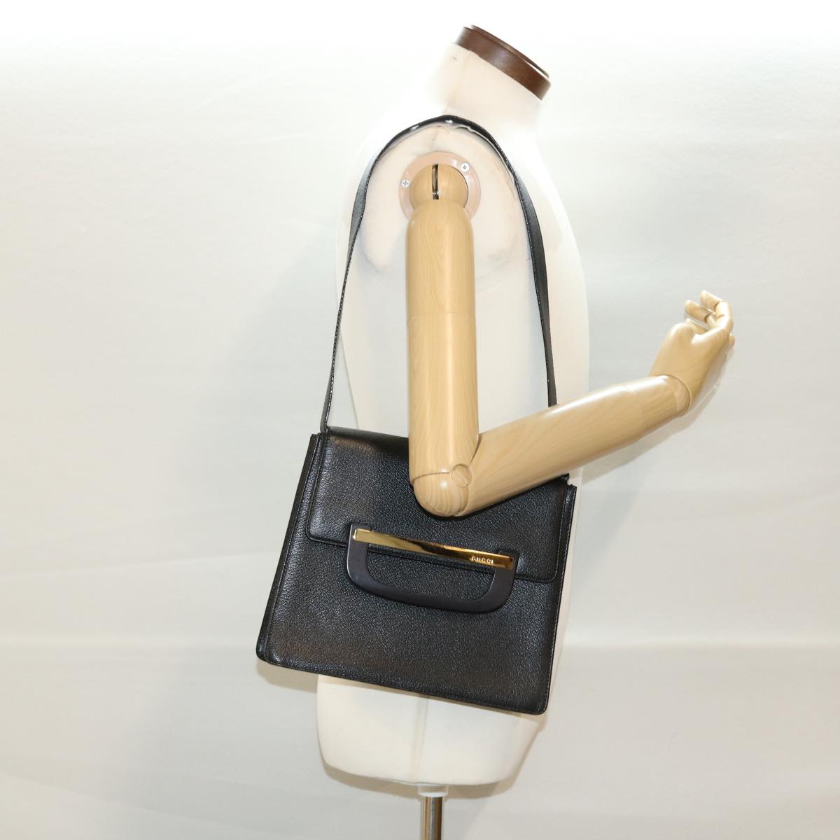 GUCCI Shoulder Bag Leather Black 41263