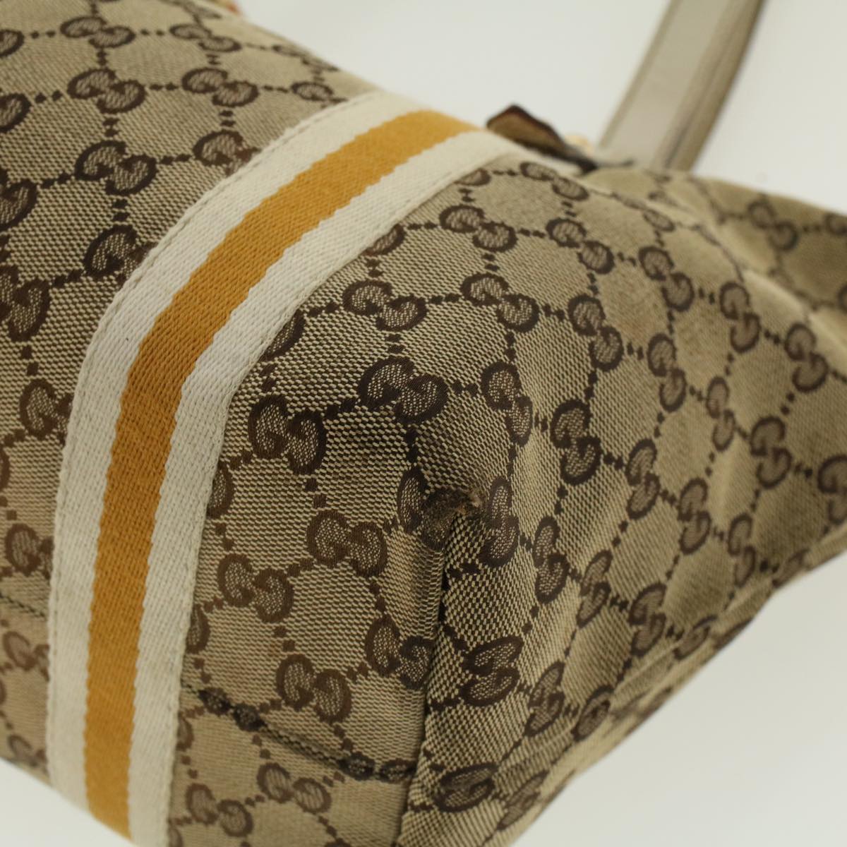 GUCCI GG Canvas Sherry Line Tote Bag Beige Yellow 137396 41322