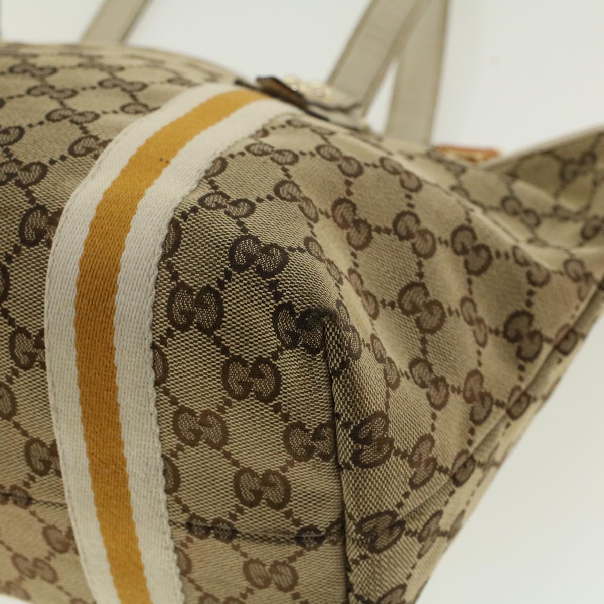 GUCCI GG Canvas Sherry Line Tote Bag Beige Yellow 137396 41322