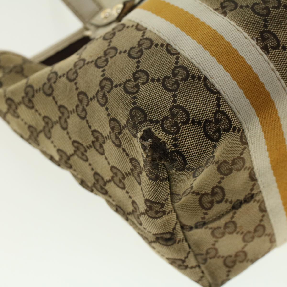 GUCCI GG Canvas Sherry Line Tote Bag Beige Yellow 137396 41322