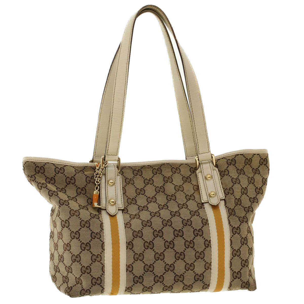 GUCCI GG Canvas Sherry Line Tote Bag Beige Yellow 137396 41322