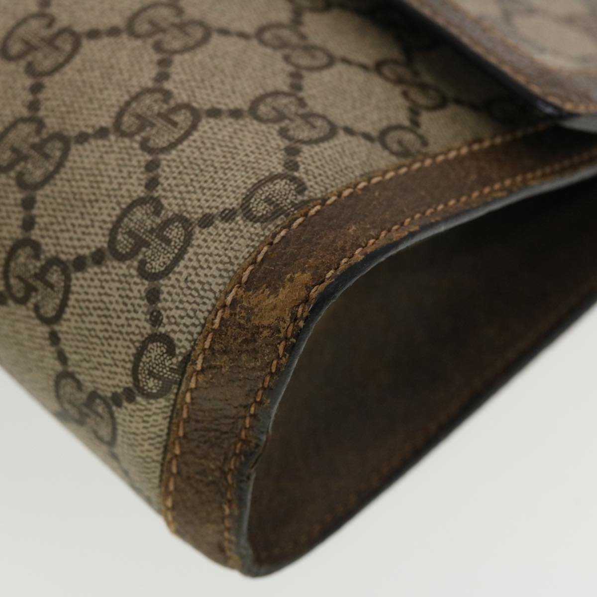 GUCCI GG Canvas Web Sherry Line Clutch Bag Beige Red 67.014.3087 41341