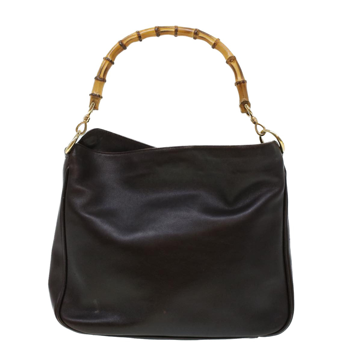 GUCCI Bamboo Hand Bag Leather Brown 0011638 41342