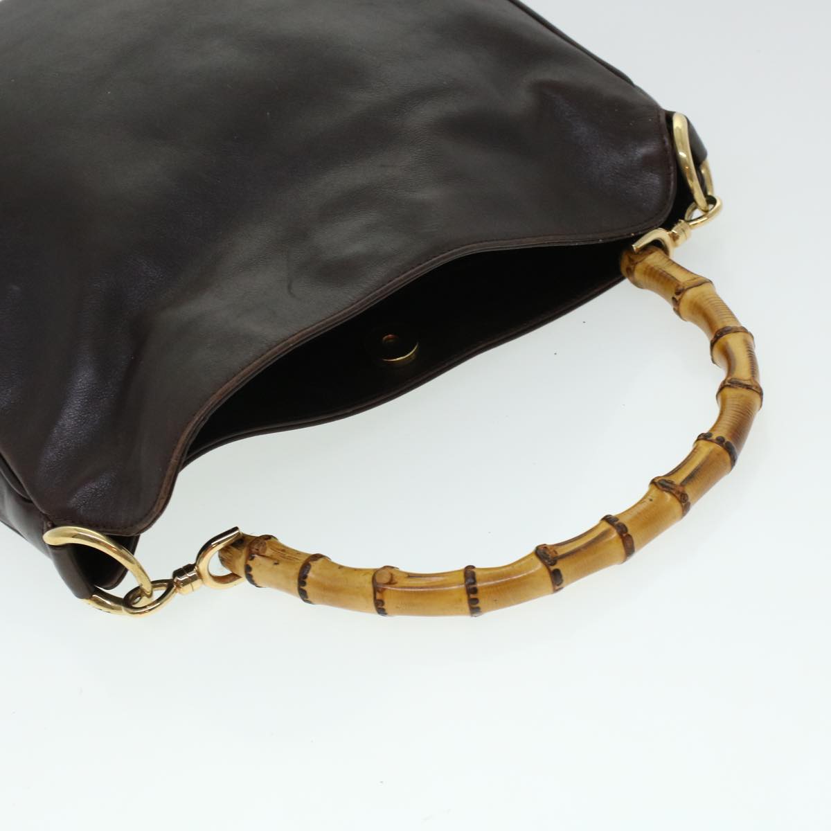 GUCCI Bamboo Hand Bag Leather Brown 0011638 41342