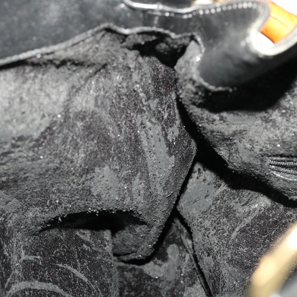 GUCCI Bamboo Hand Bag Leather 2way Black 0011577 41343