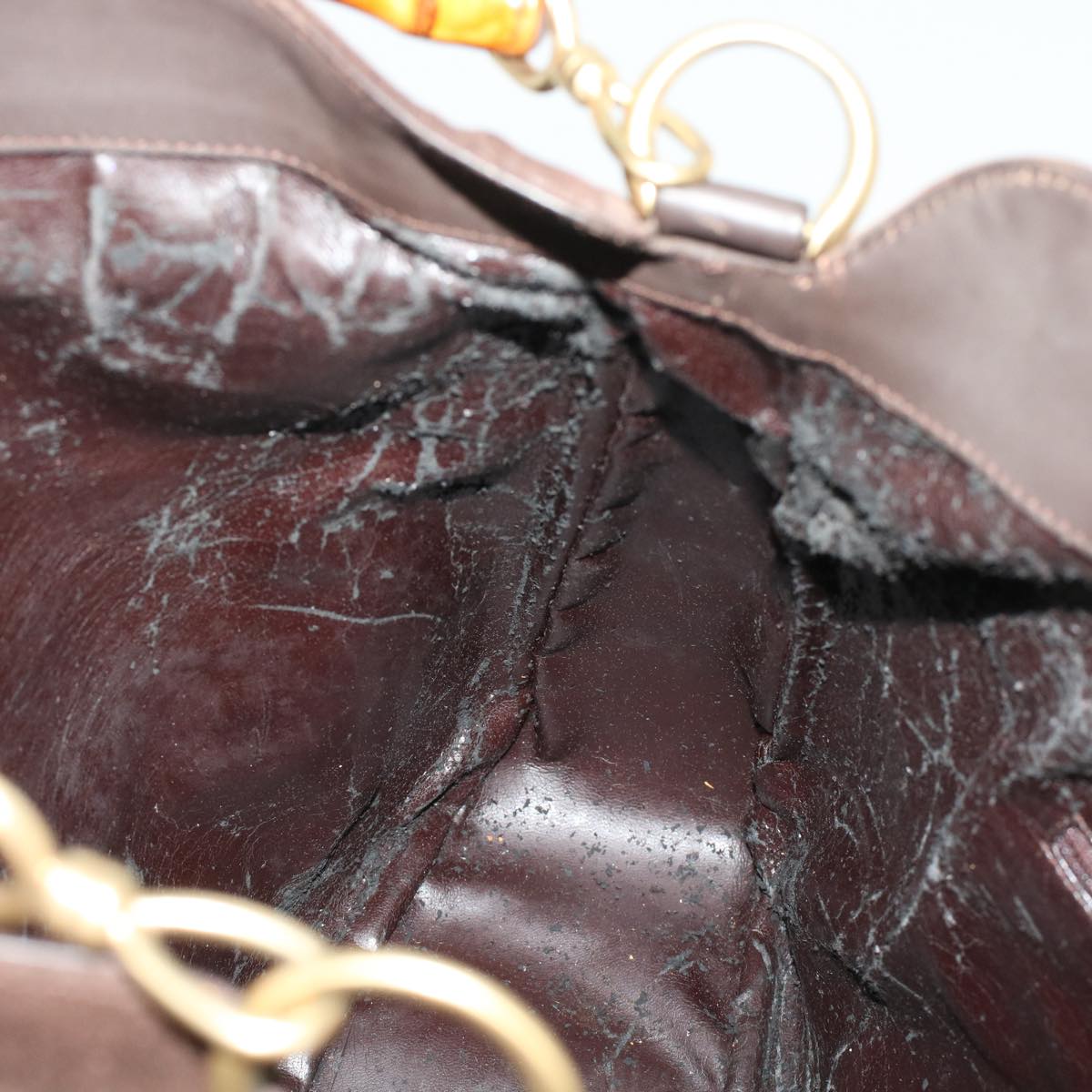 GUCCI Bamboo Hand Bag Suede 2way Brown 001.3444.1577 41364