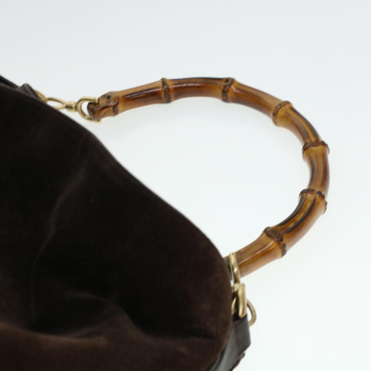 GUCCI Bamboo Hand Bag Suede 2way Brown 001.3444.1577 41364