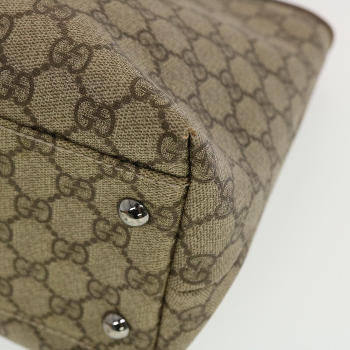 GUCCI GG Canvas Tote Bag PVC Leather Beige 114595 41370