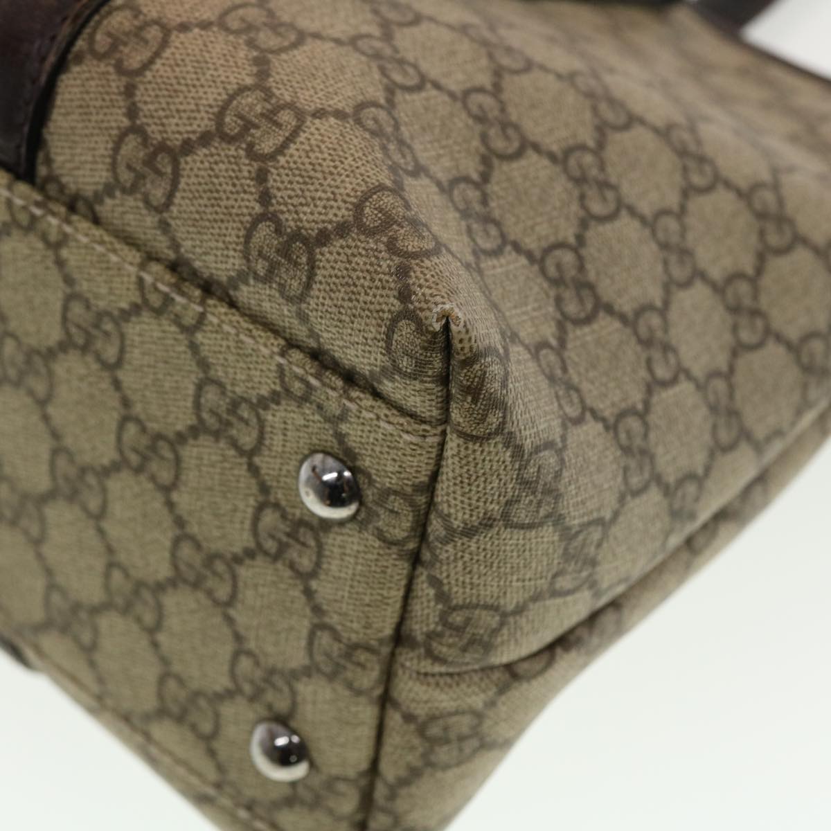 GUCCI GG Canvas Tote Bag PVC Leather Beige 114595 41370