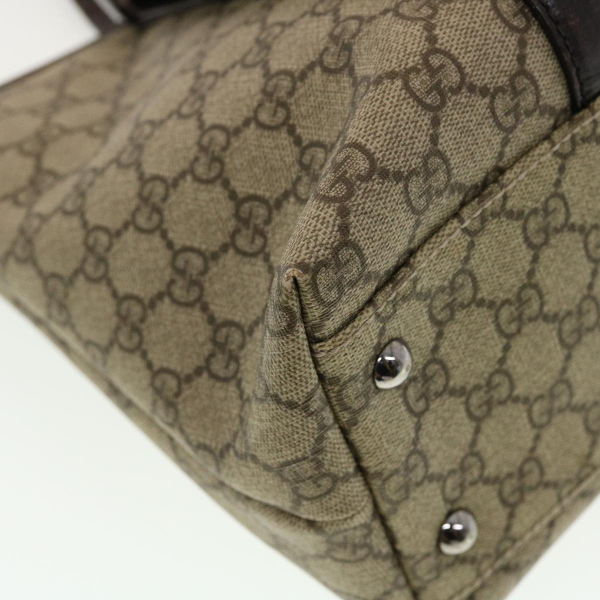 GUCCI GG Canvas Tote Bag PVC Leather Beige 114595 41370