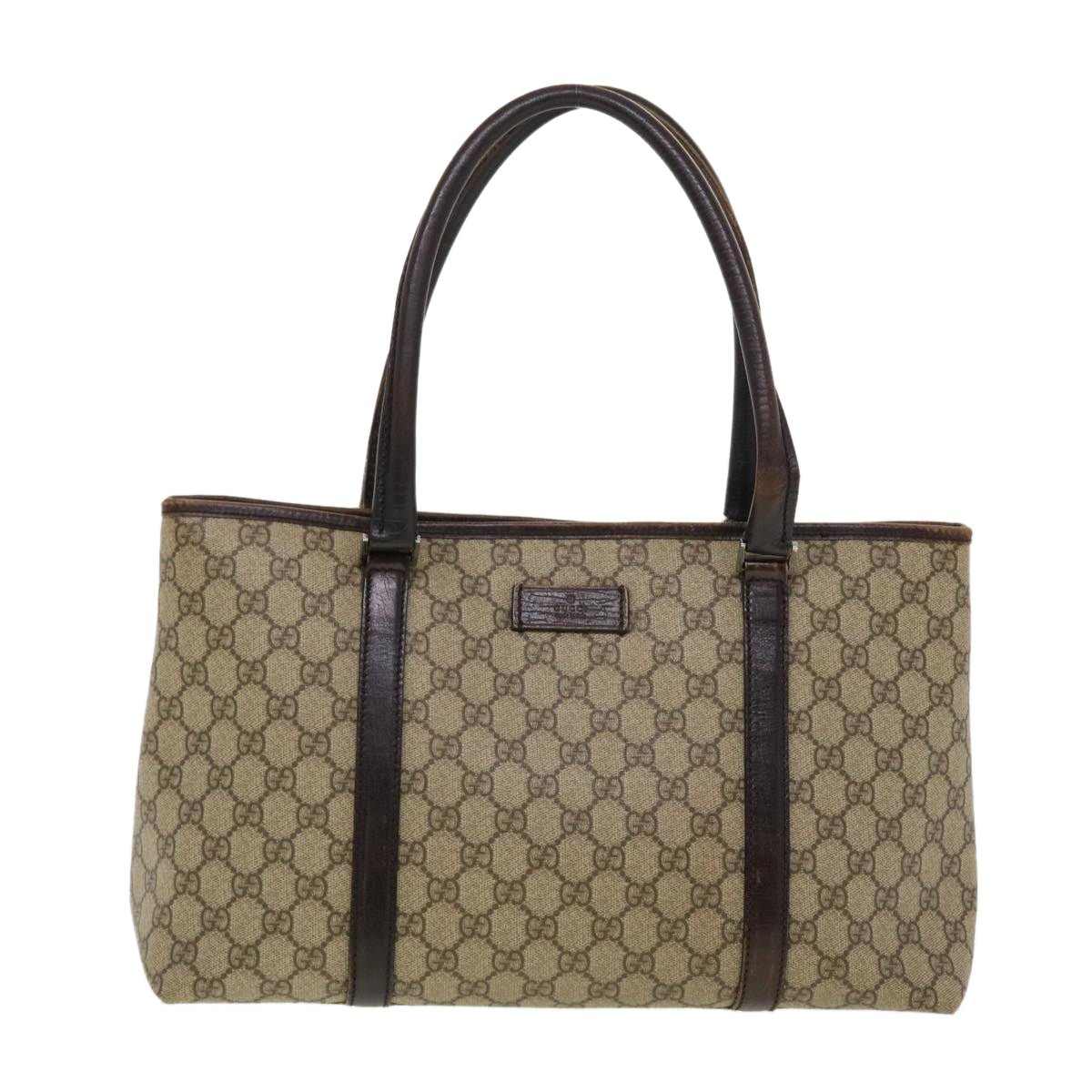 GUCCI GG Canvas Tote Bag PVC Leather Beige 114595 41370