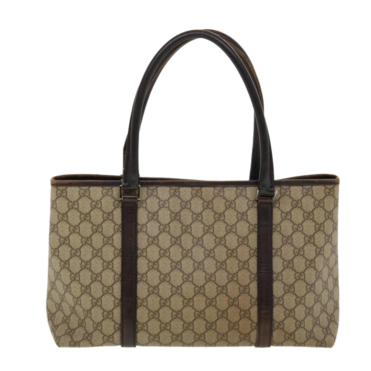 GUCCI GG Canvas Tote Bag PVC Leather Beige 114595 41370