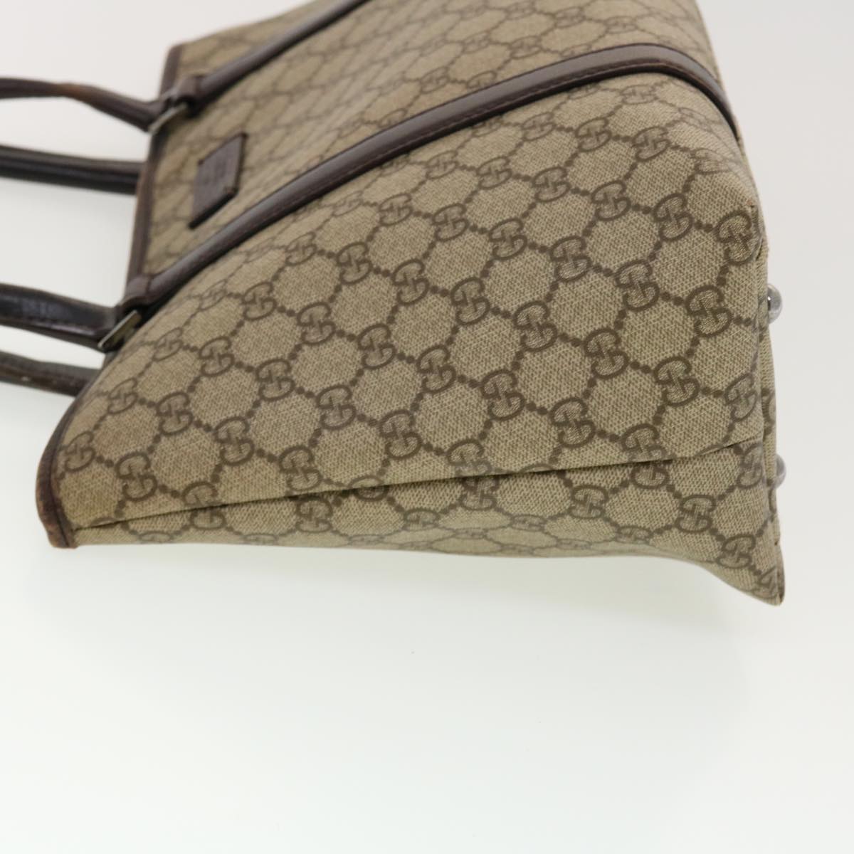 GUCCI GG Canvas Tote Bag PVC Leather Beige 114595 41370