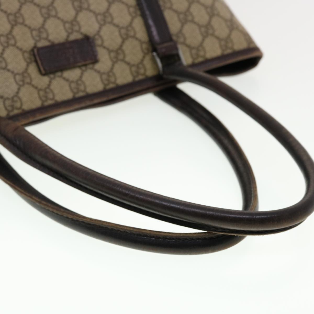 GUCCI GG Canvas Tote Bag PVC Leather Beige 114595 41370