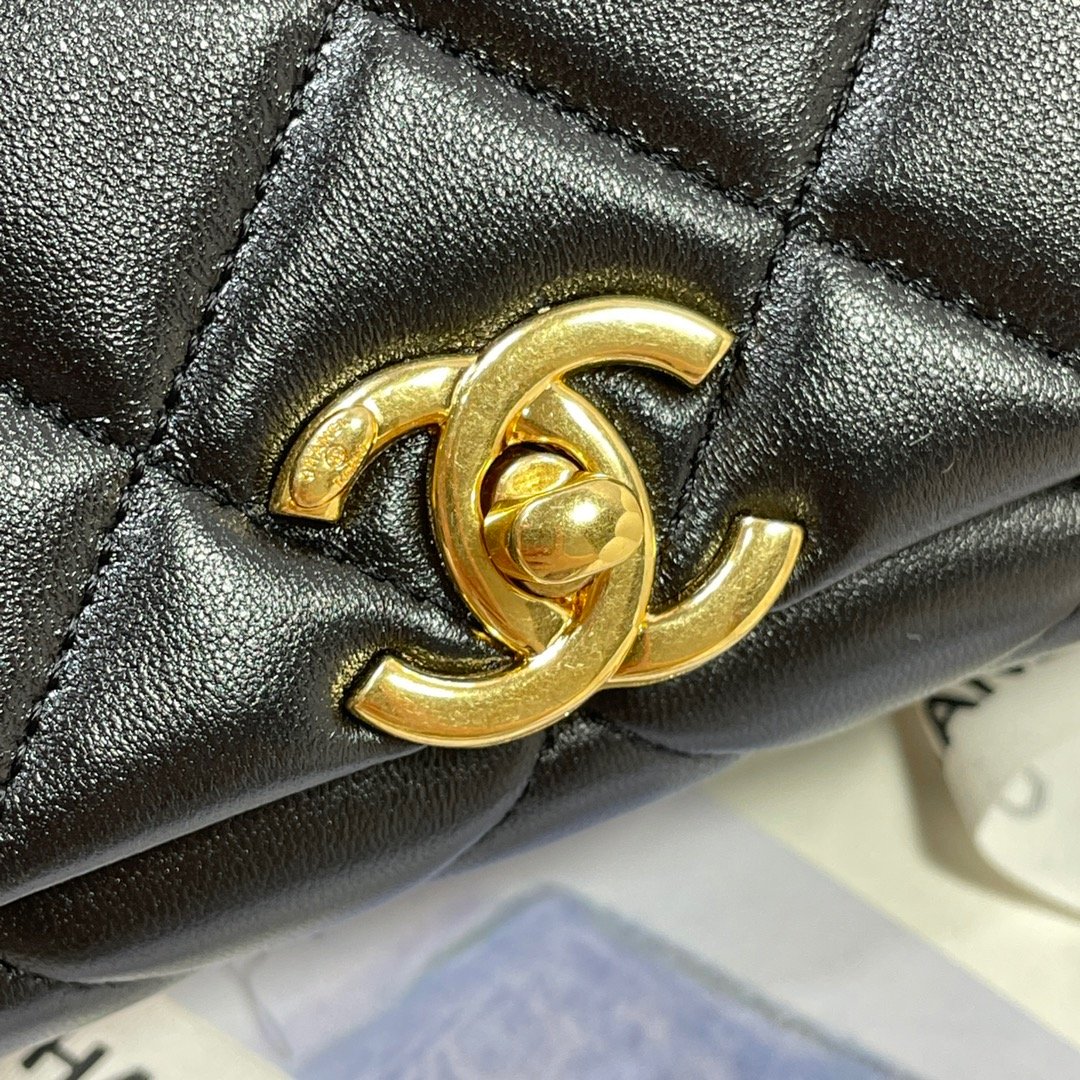 CHLLarge GlamIap Bag Gold Hardware Black For Women Handbags, Shoulder Bags 9.1in/23cm AS3367