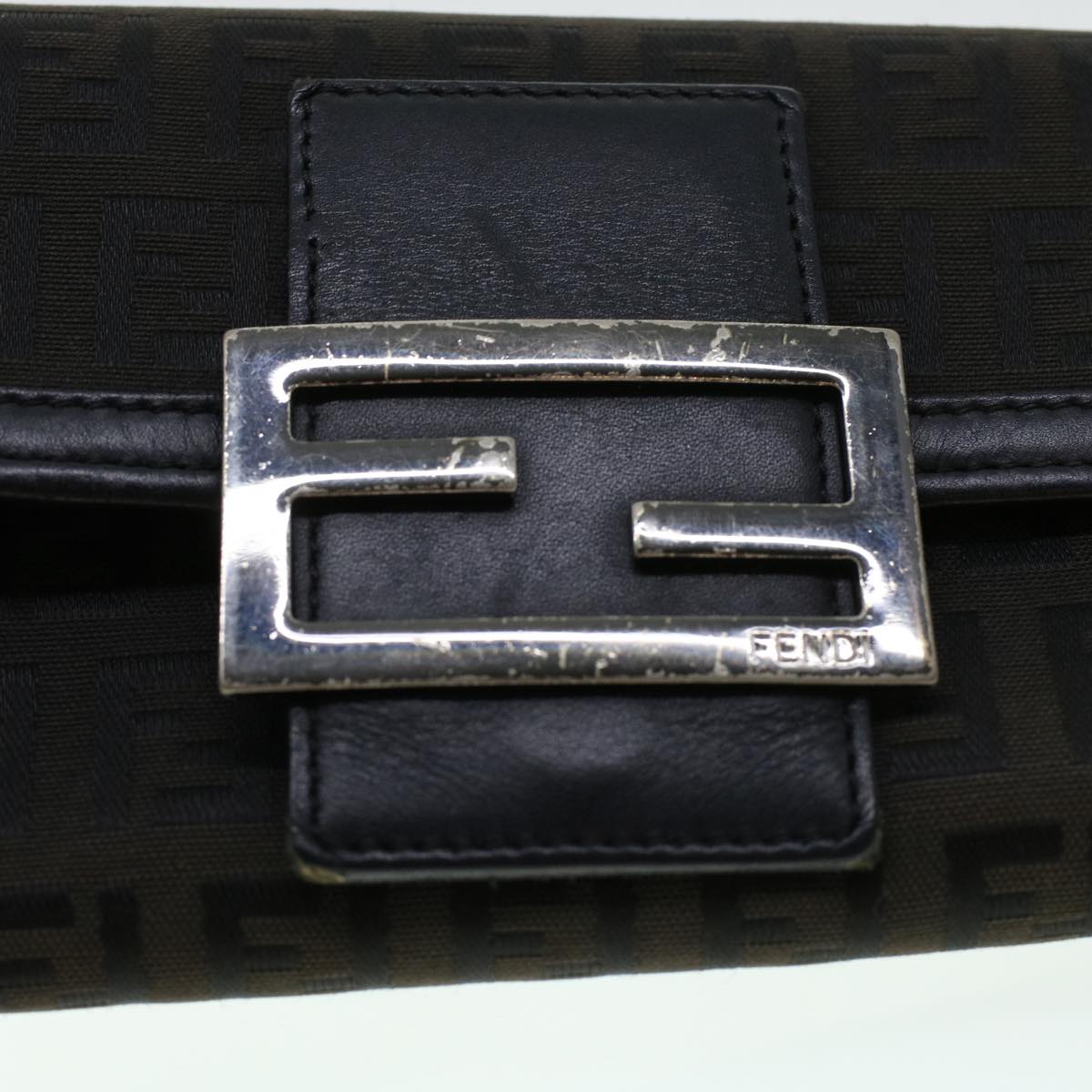 FENDI Zucchino Canvas Long Wallet Nylon Black 41768