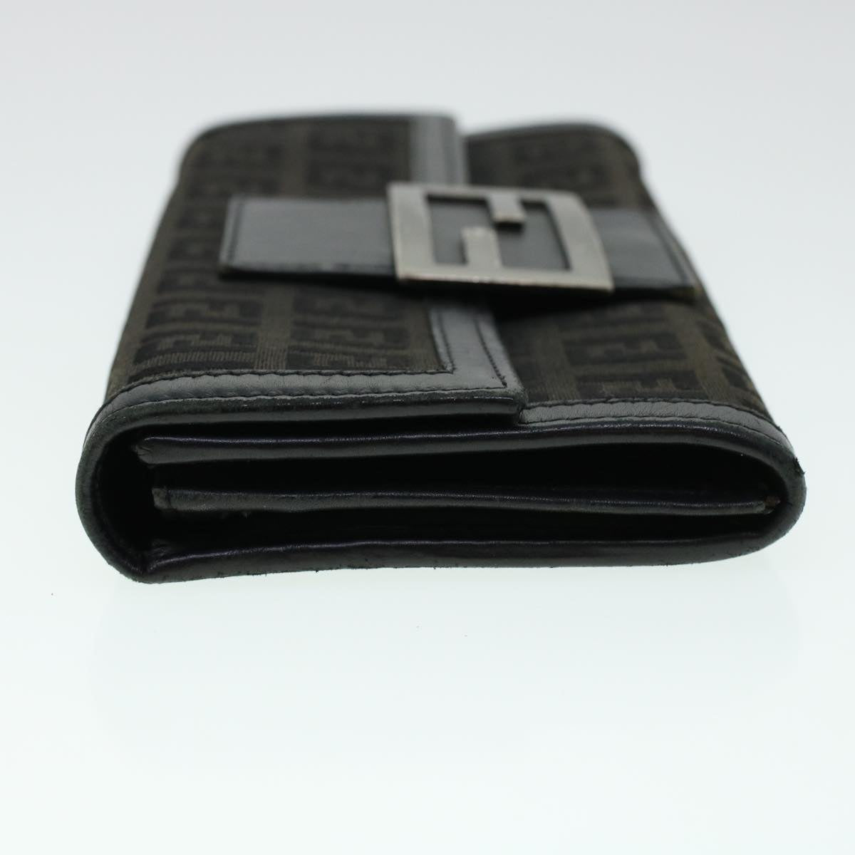 FENDI Zucchino Canvas Long Wallet Nylon Black 41768