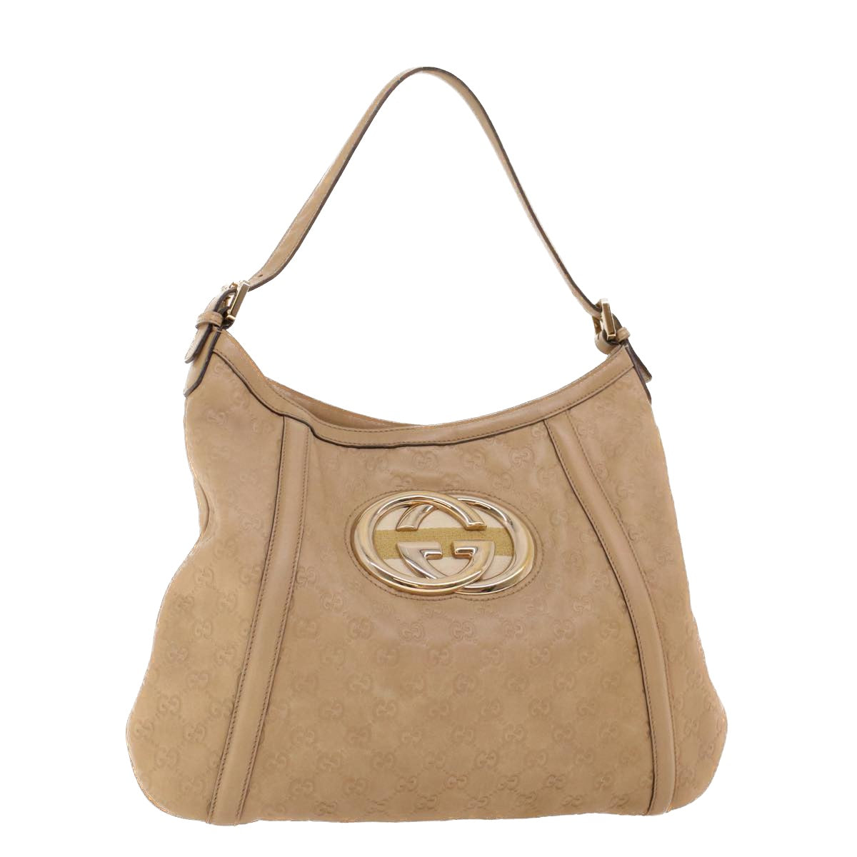 GUCCI GG Canvas Guccissima Shoulder Bag Beige 162740 41962