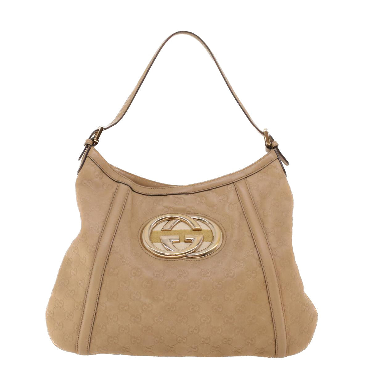 GUCCI GG Canvas Guccissima Shoulder Bag Beige 162740 41962