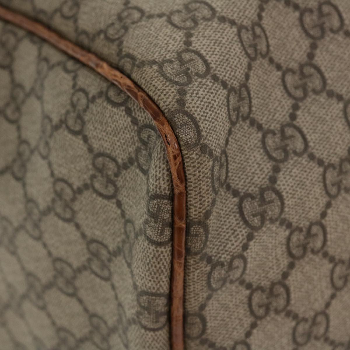 GUCCI GG Canvas Boston Bag PVC Leather Beige 206501 42086