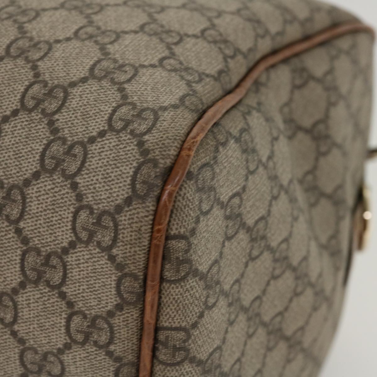 GUCCI GG Canvas Boston Bag PVC Leather Beige 206501 42086