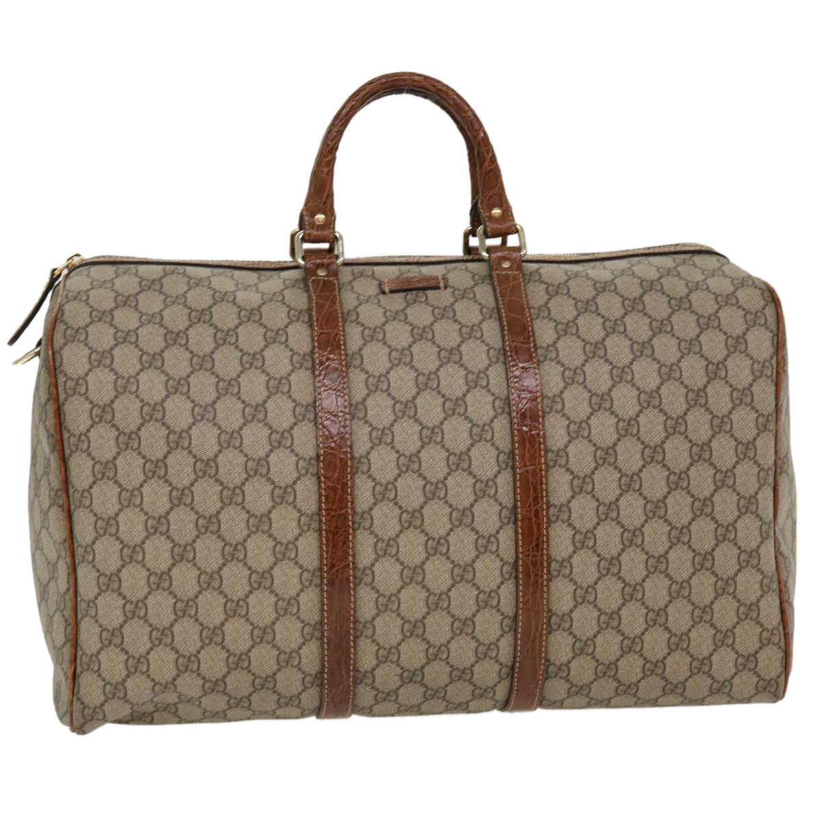 GUCCI GG Canvas Boston Bag PVC Leather Beige 206501 42086