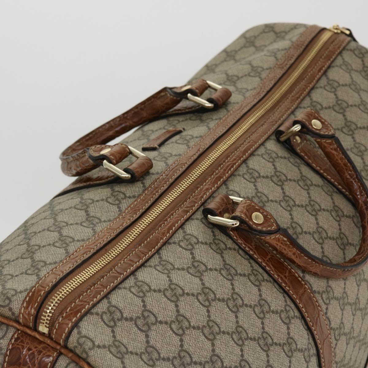 GUCCI GG Canvas Boston Bag PVC Leather Beige 206501 42086
