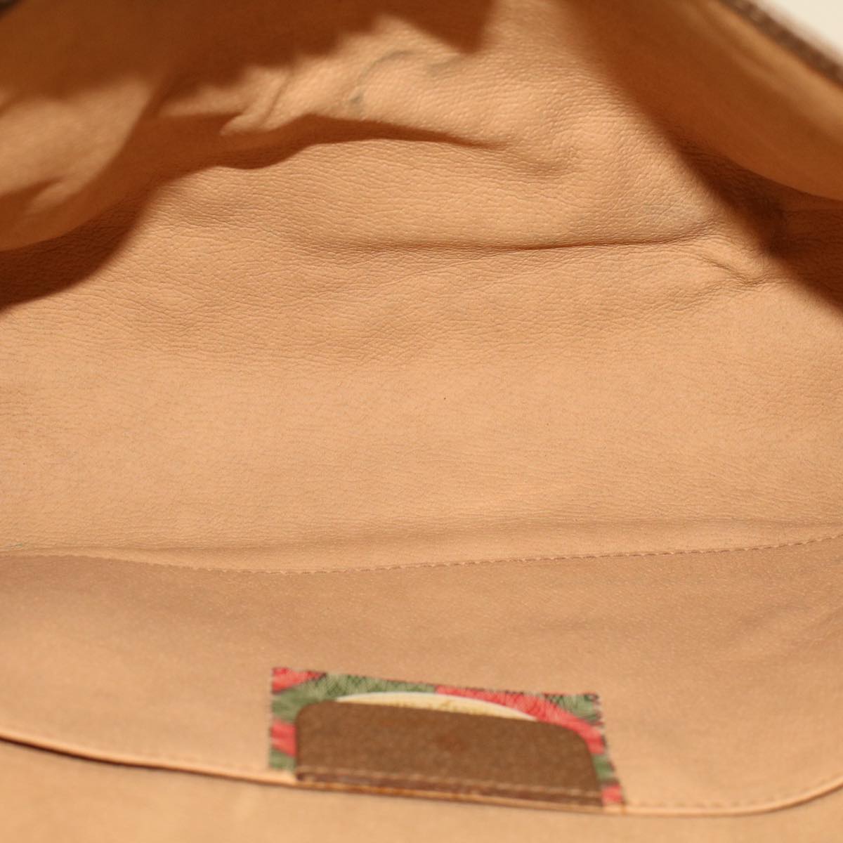 GUCCI GG Canvas Web Sherry Line Clutch Bag PVC Leather Beige Green 42088