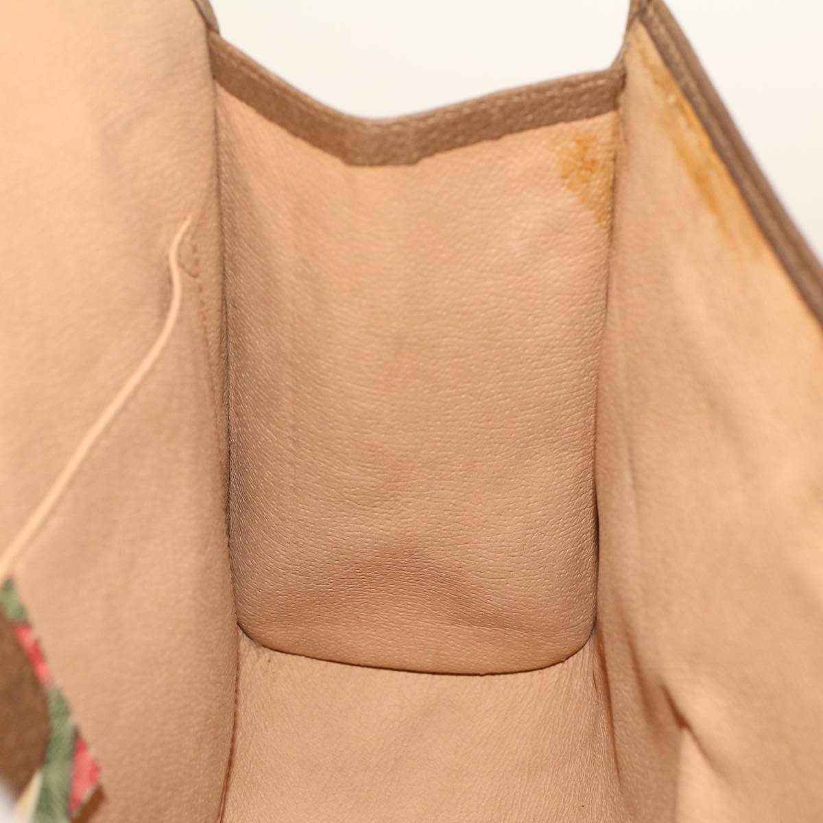 GUCCI GG Canvas Web Sherry Line Clutch Bag PVC Leather Beige Green 42088