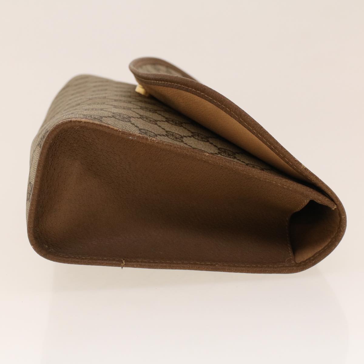 GUCCI GG Canvas Web Sherry Line Clutch Bag PVC Leather Beige Green 42088