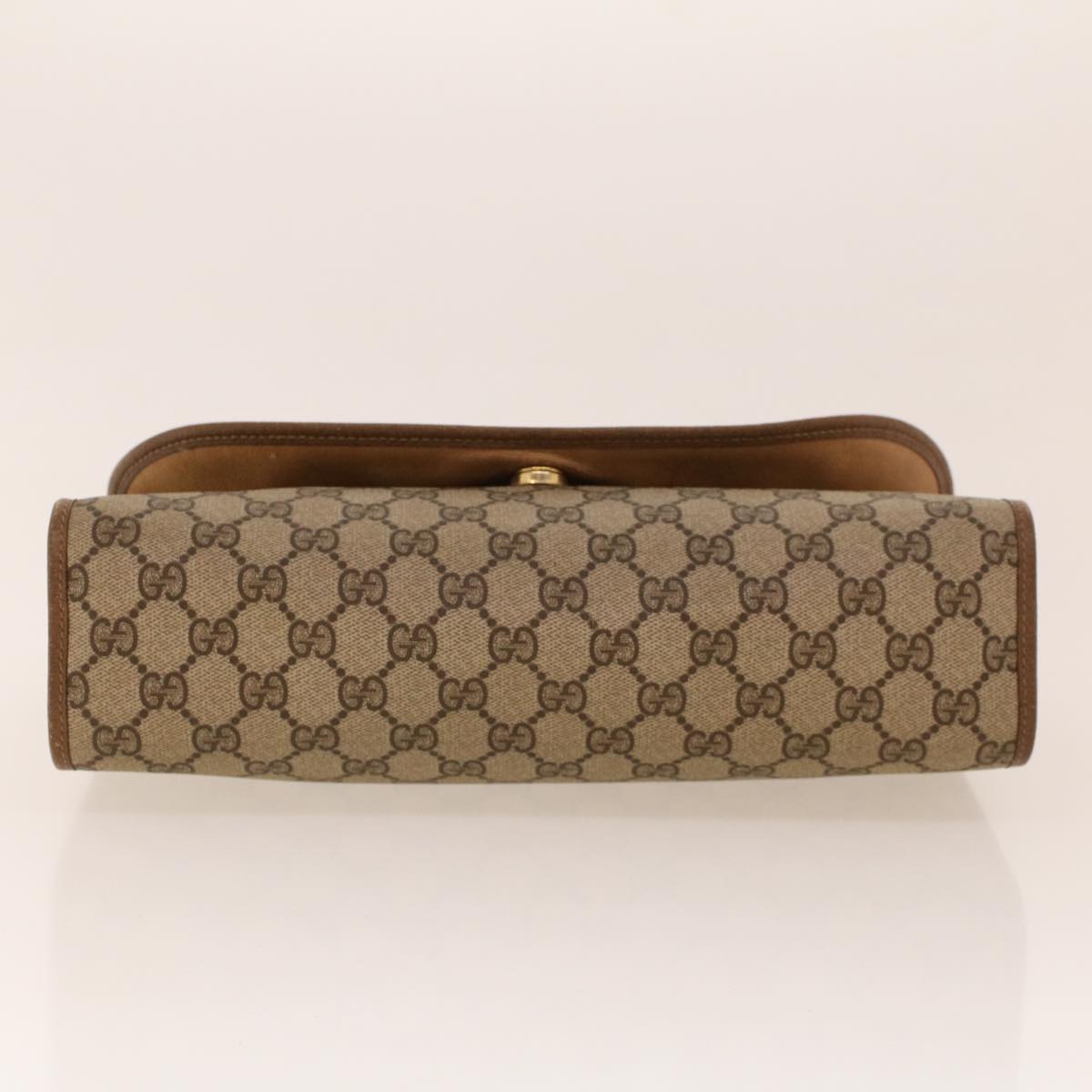 GUCCI GG Canvas Web Sherry Line Clutch Bag PVC Leather Beige Green 42088