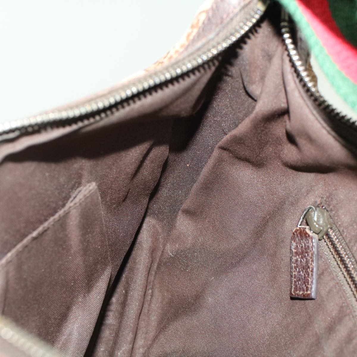 GUCCI GG Canvas Web Sherry Line Shoulder Bag Beige Red Green 122790 42089