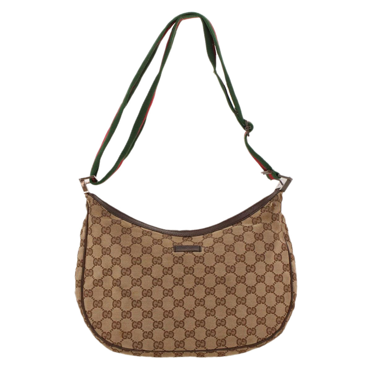 GUCCI GG Canvas Web Sherry Line Shoulder Bag Beige Red Green 122790 42089