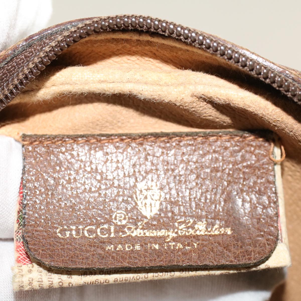 GUCCI GG Canvas Web Sherry Line Clutch Bag Beige Red Green 8901034 42098