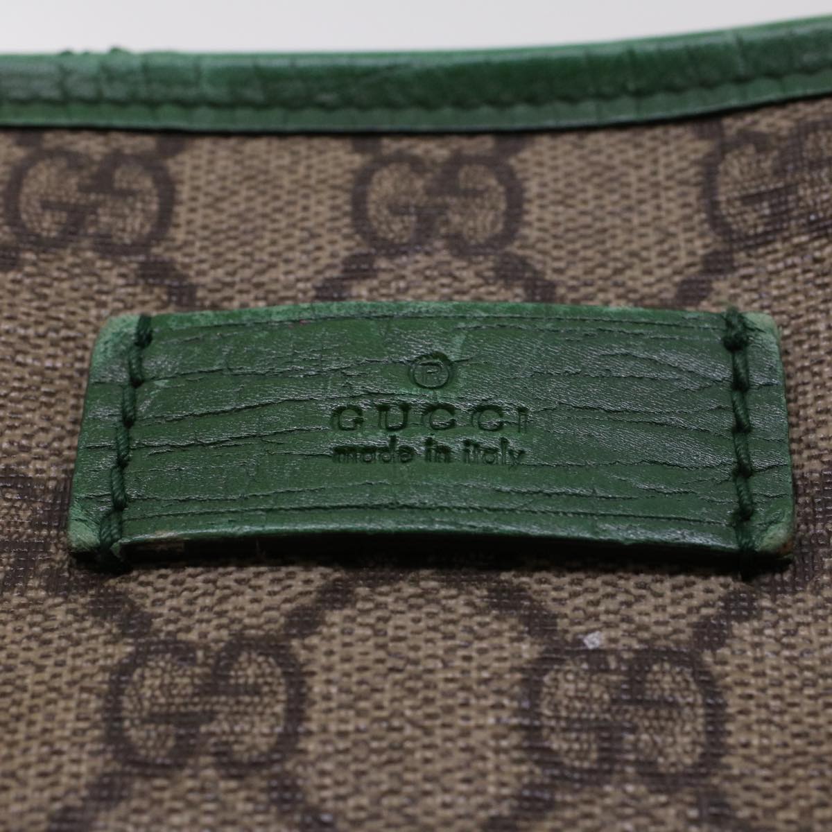 GUCCI GG Canvas Tote Bag PVC Leather Beige Green 42102