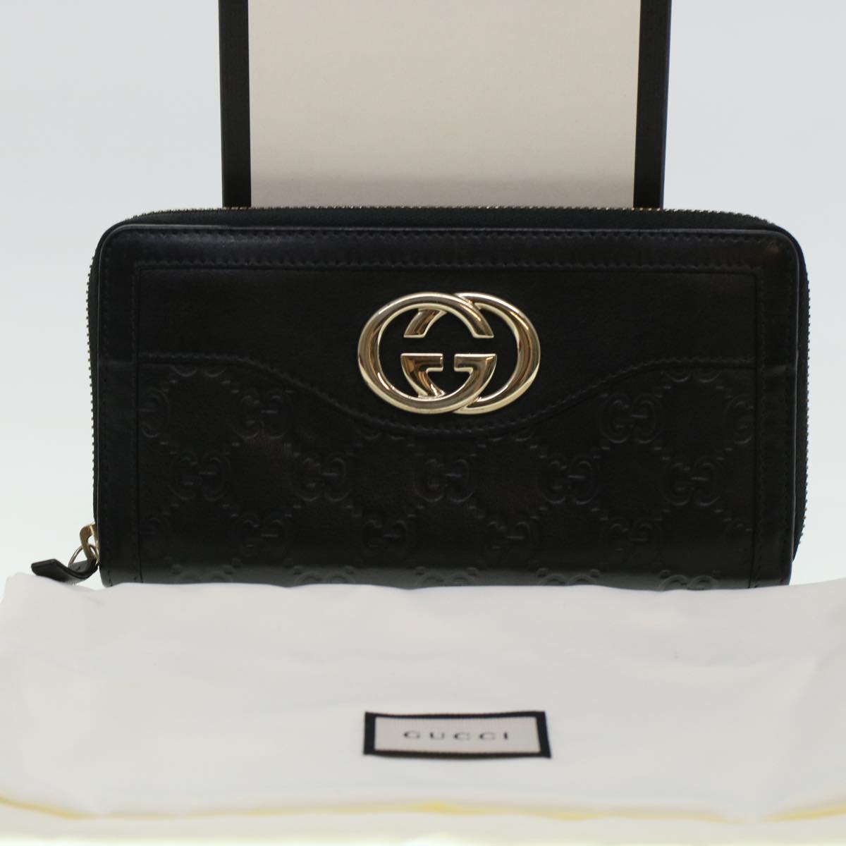 GUCCI GG Canvas Guccissima Long Wallet Black 291132 42180