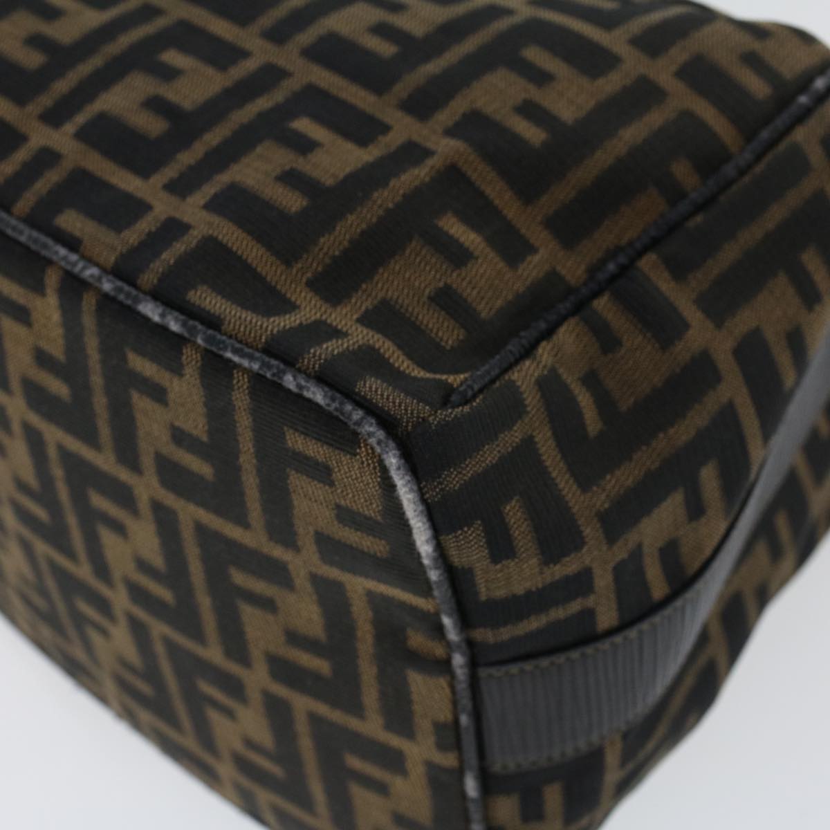 FENDI Zucca Canvas Hand Bag Black Brown 42333
