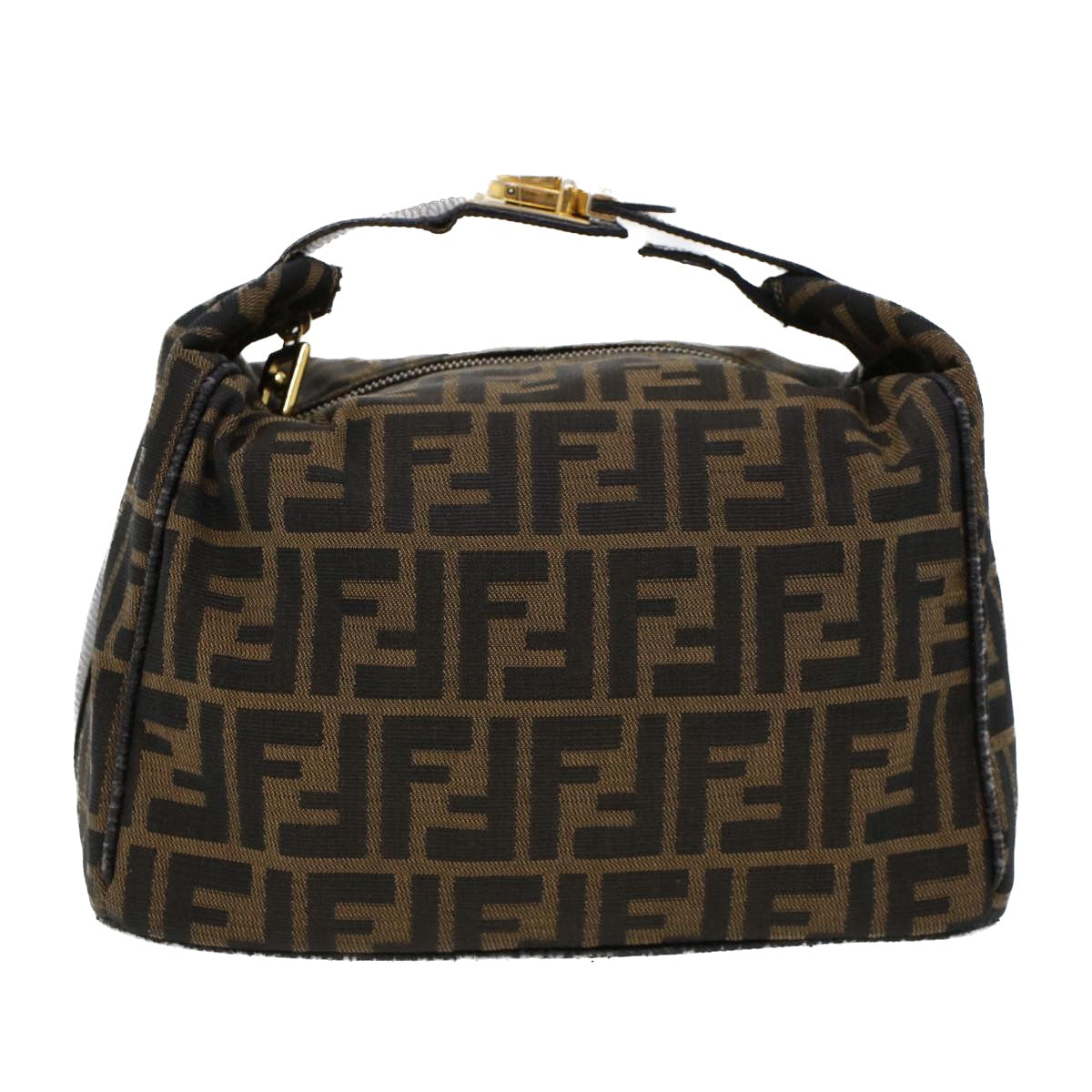 FENDI Zucca Canvas Hand Bag Black Brown 42333