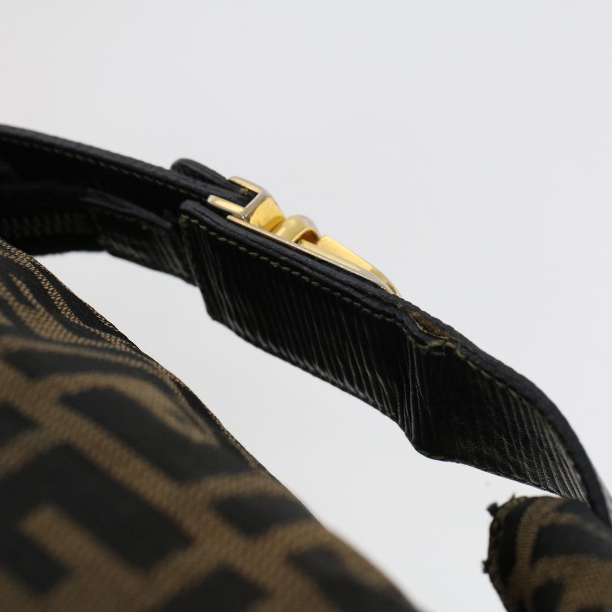 FENDI Zucca Canvas Hand Bag Black Brown 42333