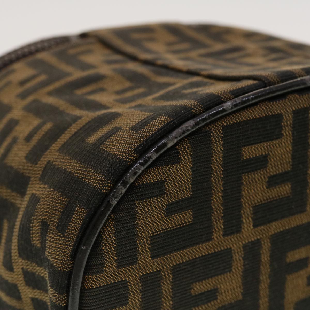 FENDI Zucca Canvas Vanity Cosmetic Pouch Black Brown 42334