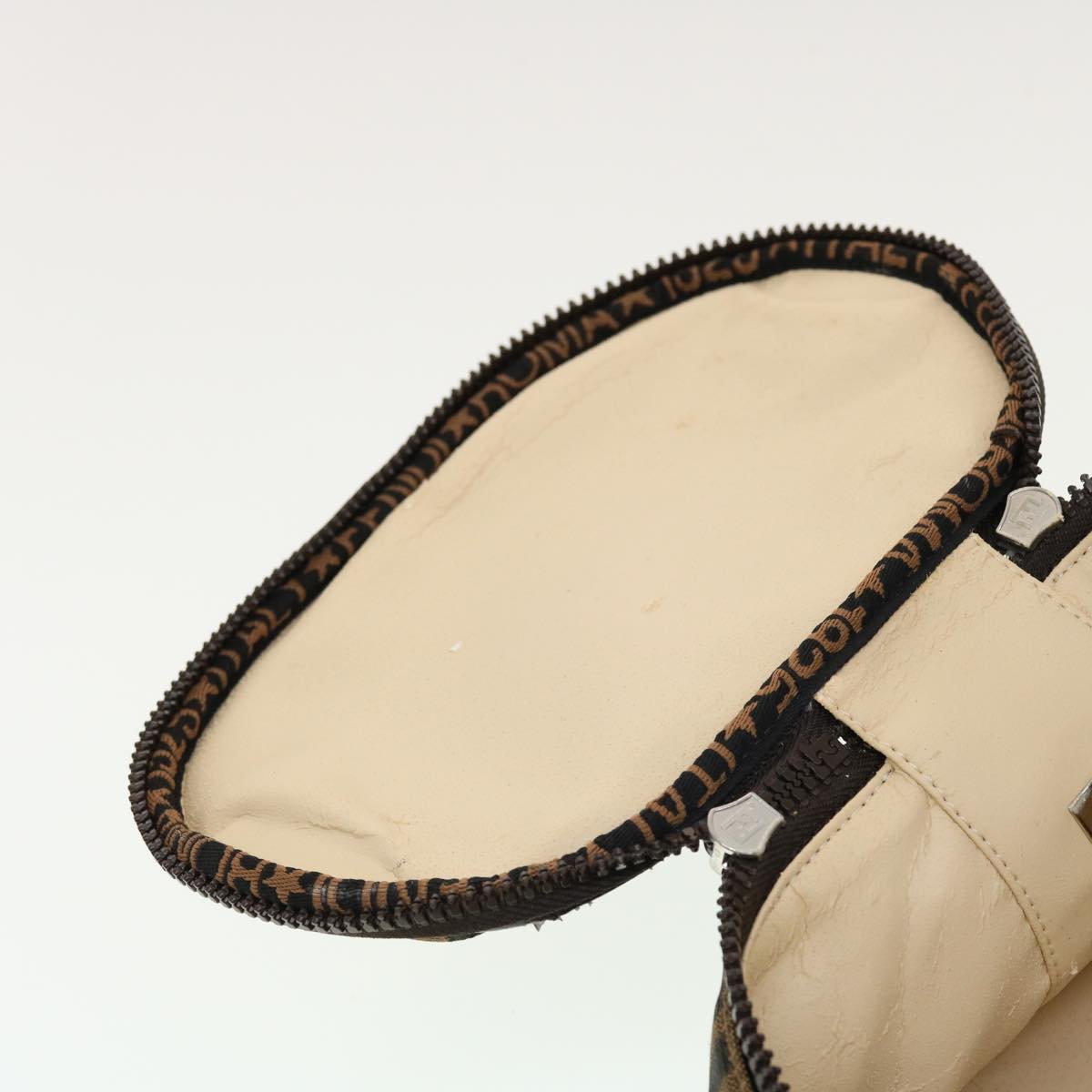 FENDI Zucca Canvas Vanity Cosmetic Pouch Black Brown 42334